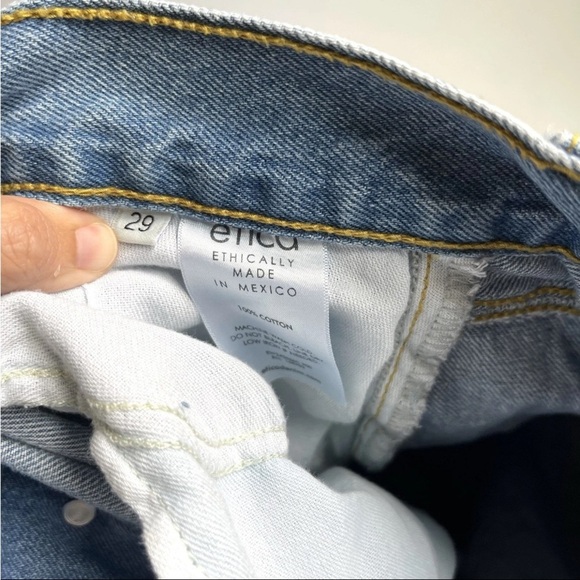 ETICA Wide Leg Cuff Blue Jeans Women Sz 29 Button Fly Sustainable Denim Relaxed - Picture 10 of 12